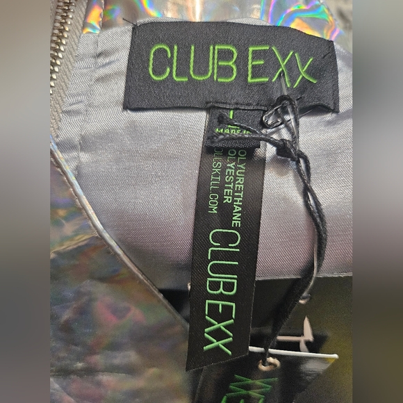 Dolls Kill Club Exx Holographic Silver Patent Leather Mini - Picture 11 of 14